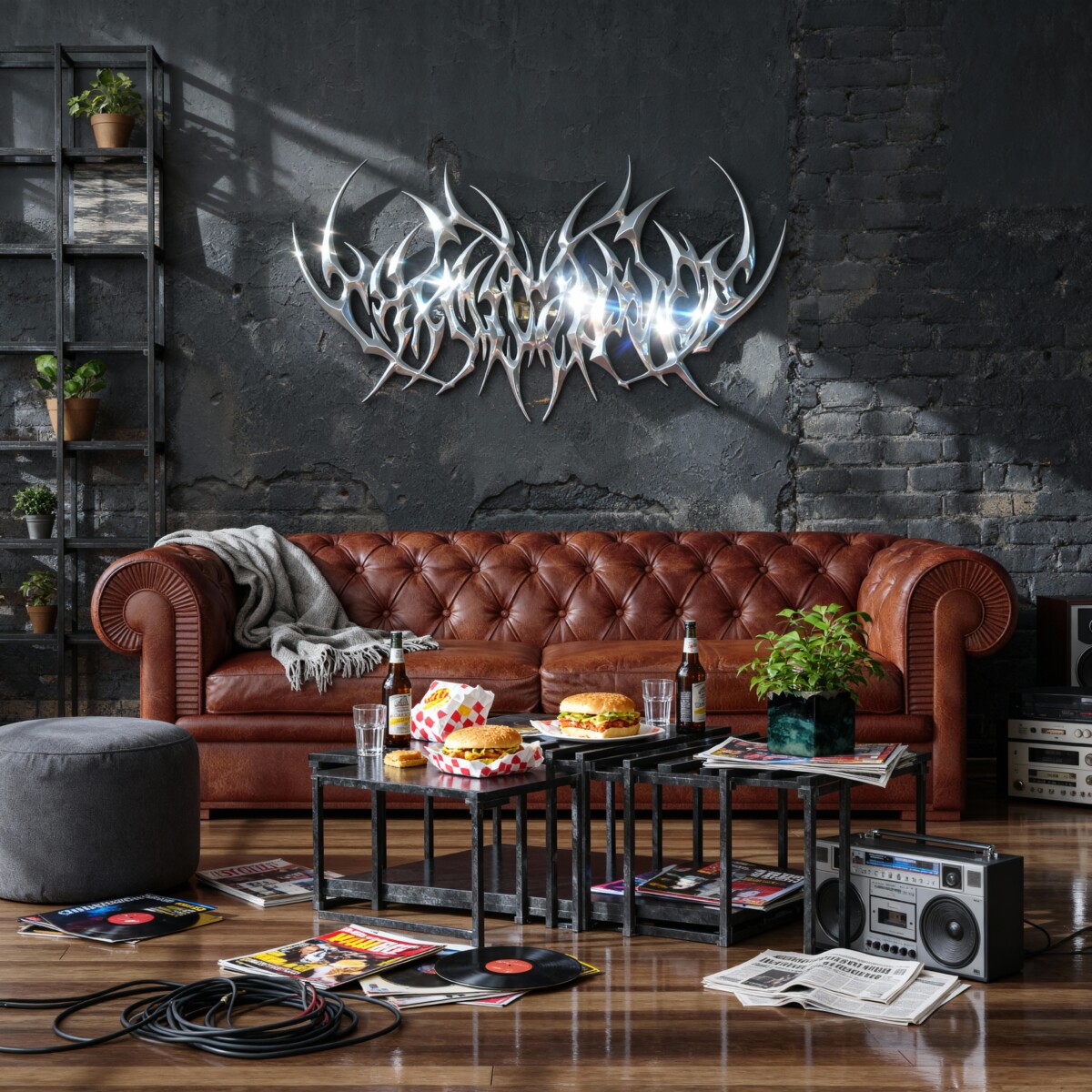 Рокдекор арт объект в гостиной