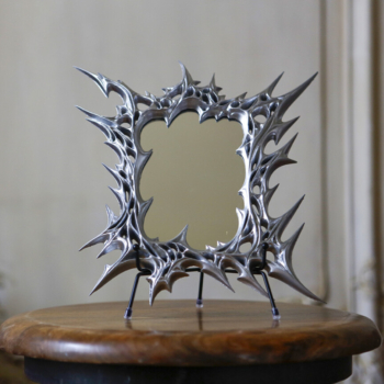 Зеркало ROCKDECOR малое серебристое Z1 на подставке