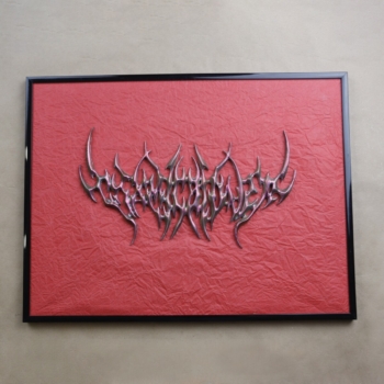 d панно Rockdecor r3 хамелеон в рамке 30х40 на красном фоне 1