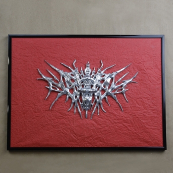 3d панно Rockdecor r6 в черной рамке 30х40 на красном фоне 4