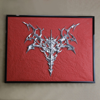 Рельеф Rockdecor r2 в черной рамке на красном фоне 30х40 1