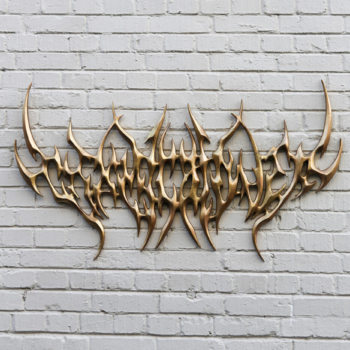 настенное 3d панно rockdecor r3 золотистое покрытие на кирпичной стене